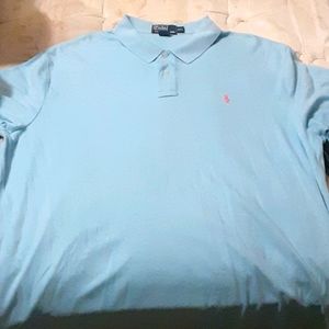Polo short sleeve two button shirt baby blue xxl